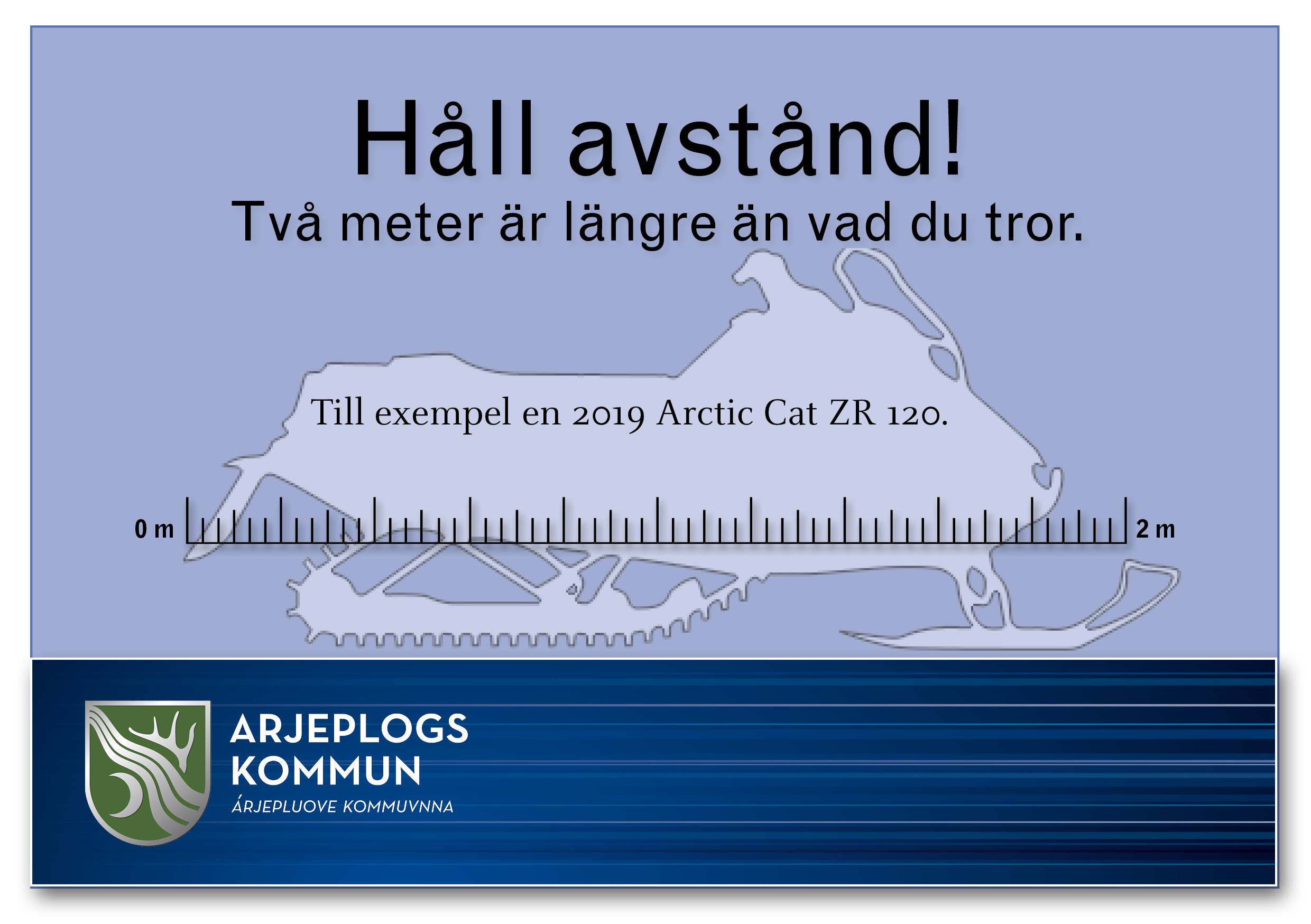 En bild som visar att längden på en Arctic Cat ZR 120 motsvarar två meter.
